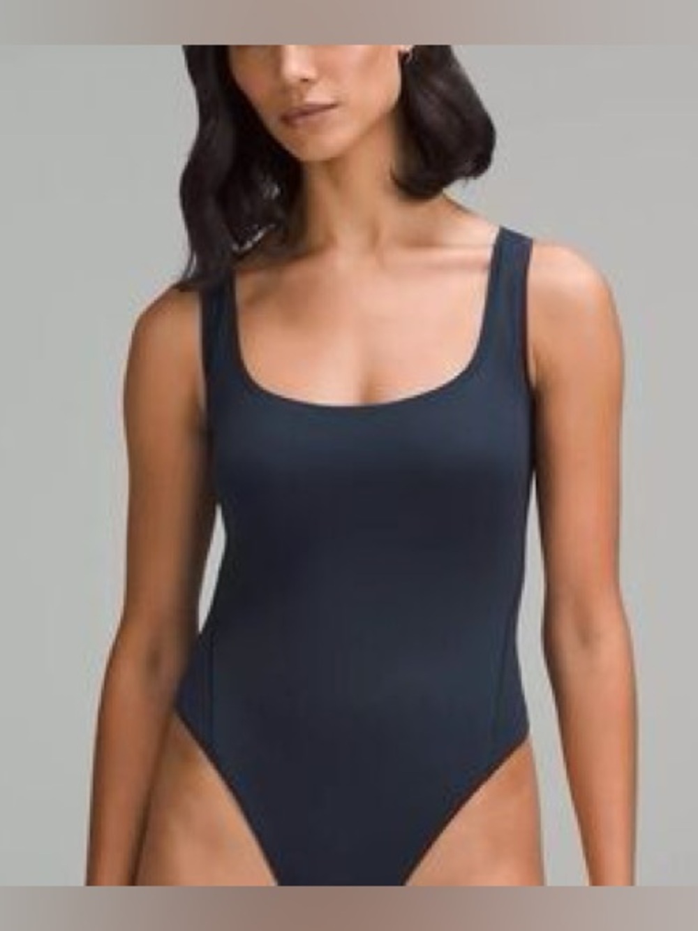 Lululemon Waterside Square-Neck Swimsuit Medium Bum Coverage TRUE NAVY 10